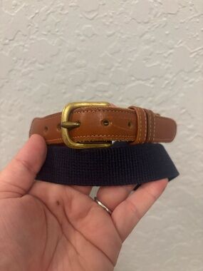 Coach Leather Canvas Linen Belt Brass Buckle Women's Minimalist Chic‎ Natural 38